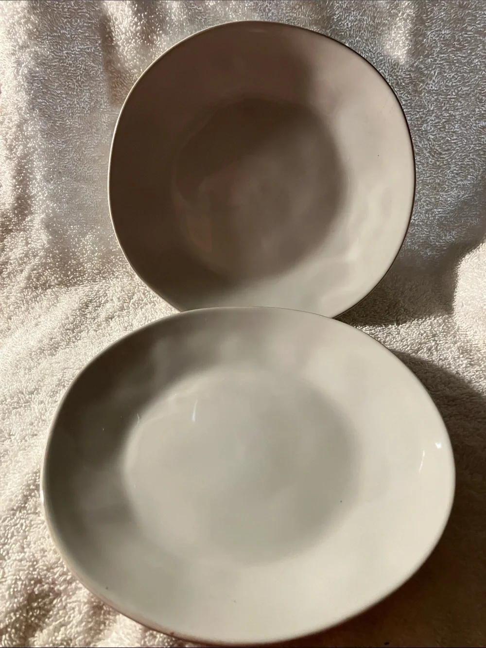 3 Minimalist Cream “Marin” Salad Plates Crate & Barrel 8 1/4”